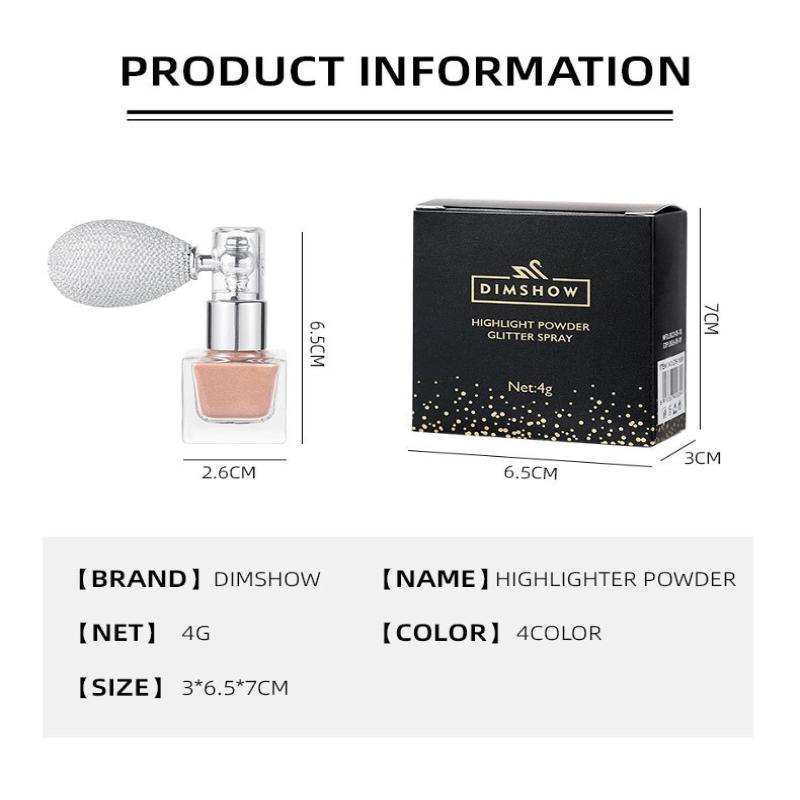 4 Color Body Glitter Spray Face Glitter Powder Highlighter Sexy Contour Blusher Moisturize Waterproof Multi-Purpose Glitter Spra