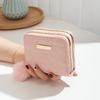 New Double Zipper Short Wallet ID Card Case Cards Wallet Diamond Patterned Embroidered Clutch Purse Women's Wallets Coin Purse