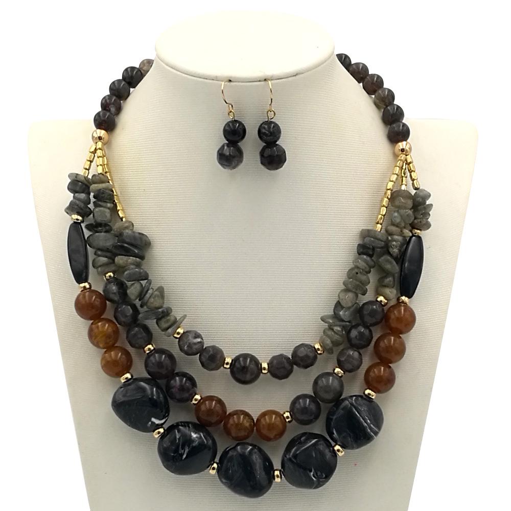 Exaggerated Multi-Layer Beaded Necklace: Two-Tone European & American Style