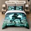 Blue Lock 3Pcs Bedding Set, Personalized Custom Name Text, 1 Duvet Cover & 2 Pillowcases For Bedroom