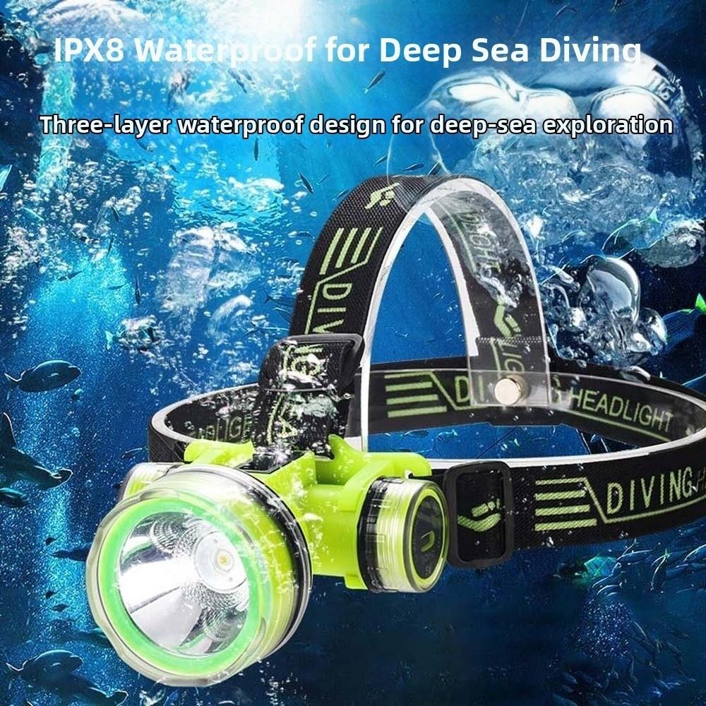 1200mAh Diving Headlamp Portable LED Beads Head Mounted Mining Lamp Rechargeable Magnetic Switch Underwater Headlight Night