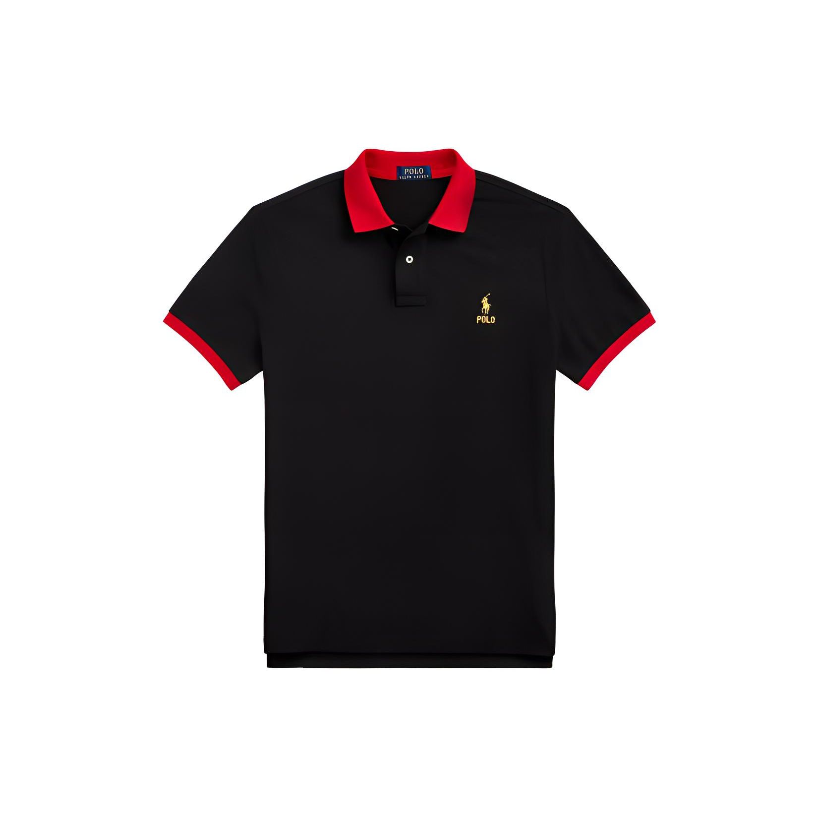 

Polo Ralph Lauren SS23 Полосатая отделка логотип вышитый повседневный короткий рукав поло рубашка мужские топы черный MNPOKNI16822675-001 XS