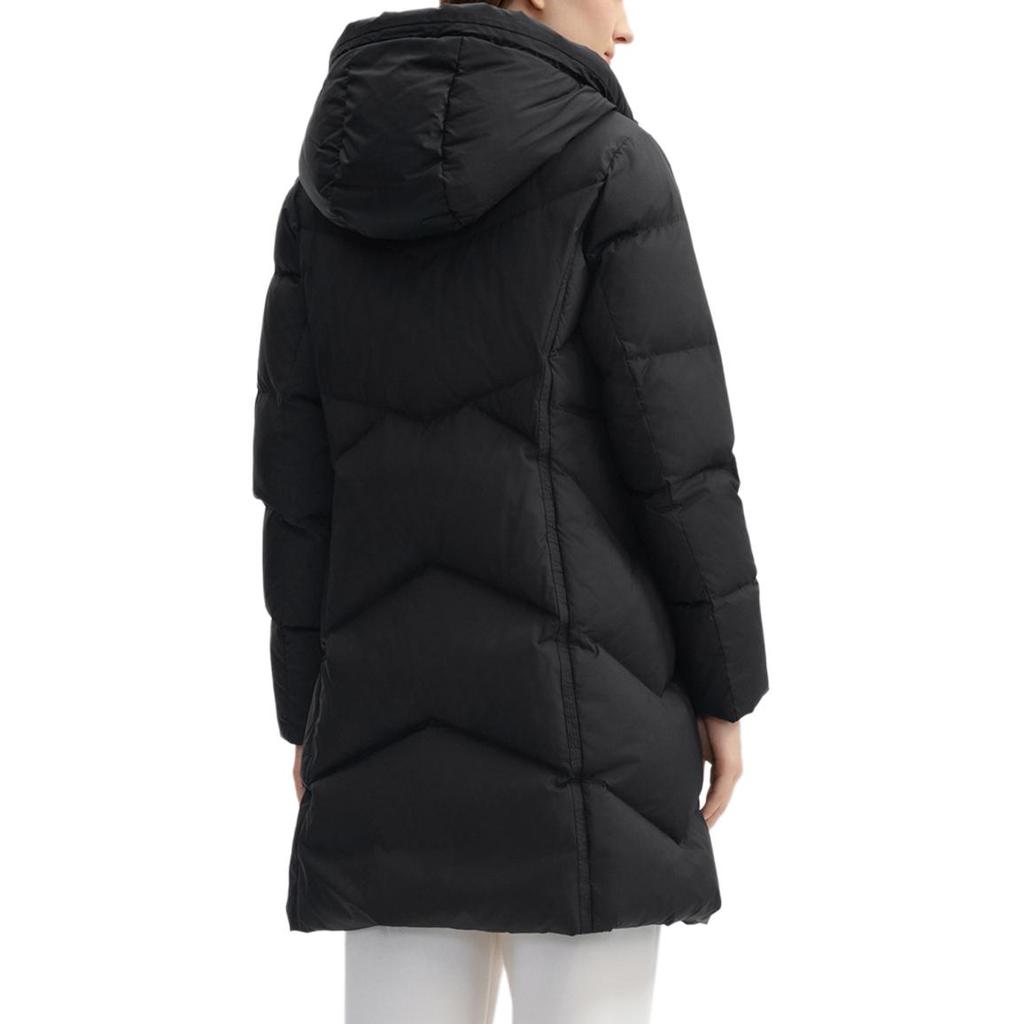 FILA Lifestyle White Logo Pattern Outdoor Casual Sports Zip-Up Hooded Warm Down Jacket Women Jacket Black F11W443903FBK