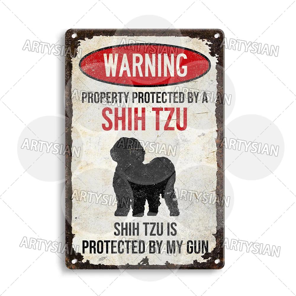 Beware Of Dog Warning Metal Sign German Shorthaired Pointer Aussie Dachshund Labrador Doxie Bulldog Dobermann Pyrenees Shiba Pug