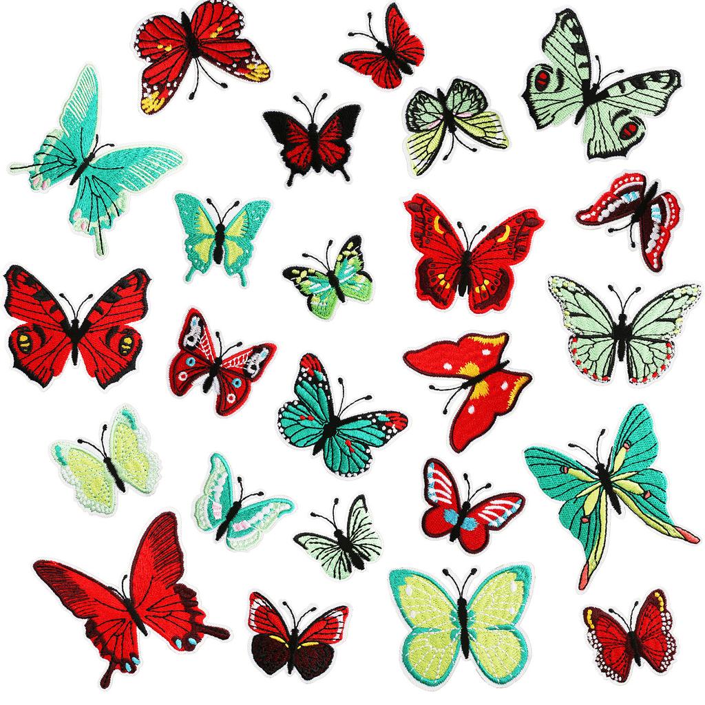 Butterfly World Embroidery Cloth Sticker Colored Flower Butterfly Computer Embroidery Label Clothes Decorative Patch Sticker Blue Butterfly