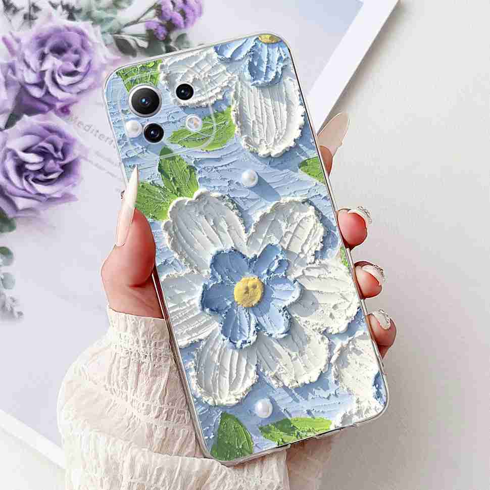 For Xiaomi Mi 11 Lite 4G Case M2101K9AG Colorful Flower Butterfly Soft Silicone TPU Cover For Xiaomi Mi 11Lite 5G 6.55" Bumper