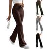 Pantaloni da Donna a Vita Alta a Gamba Larga in Diversi Colori (Marrone, Verde Militare, Grigio, Nero)