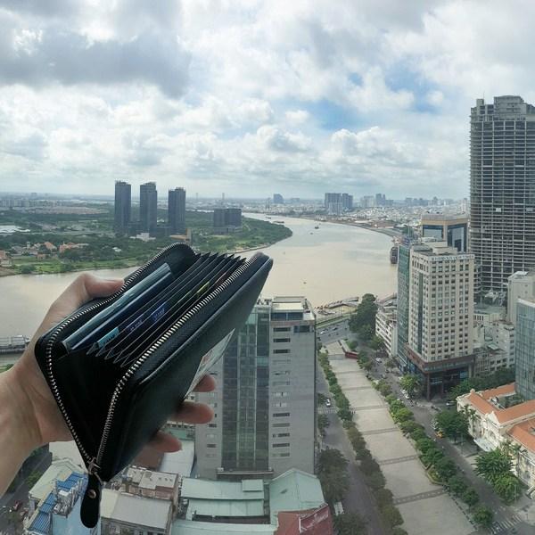 Vietnamesische Dong-Geldbörse, Bankbuch-Geldbörse mit 2 Arten von Dong-Aufklebern