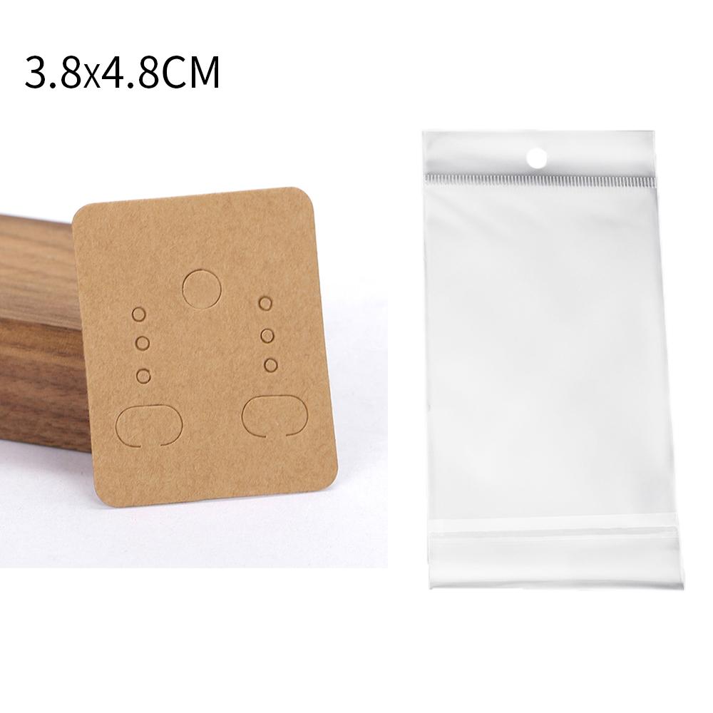 50 Jeux de Cartes pour Boucles d'Oreilles et 50 Pièces de Sacs Cartes d'Exposition pour Colliers Boucles d'Oreilles Sacs Auto-adhésifs Carte en Papier Kraft pour Emballage de Bijoux DIY