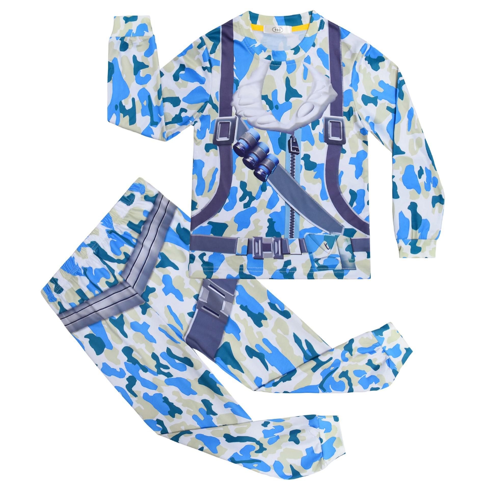 Hot Sale, Cartoon Digital, Camouflage Printed Clothing Children S Long Sleeve Homewear Pajama Set 81066 120