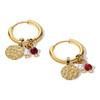18K Gold Plated Stainless Steel Hoop Earrings for Women Natural Stone Pink Cute Charms Waterproof Jewelry
