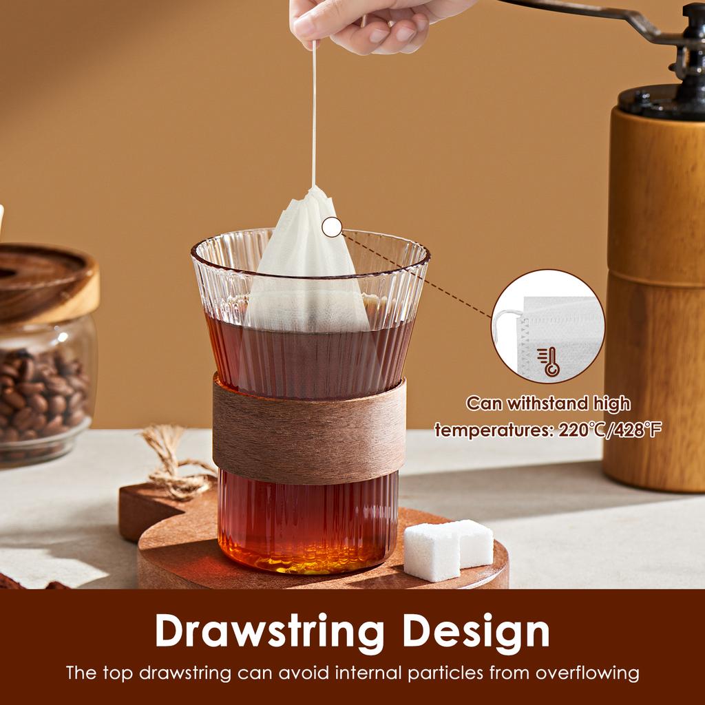 300Pcs Cold Brew Bags Fine Mesh Coffee Filter Bag No Mess Tea Filter Pouches with Drawstring for Tea Spice Straining Bag