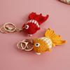 Knitting Goldfish Keychain Creative Clown Fish Crochet Keychains Knitted Small Fish Pendant Keychain Custom Keys Accessories