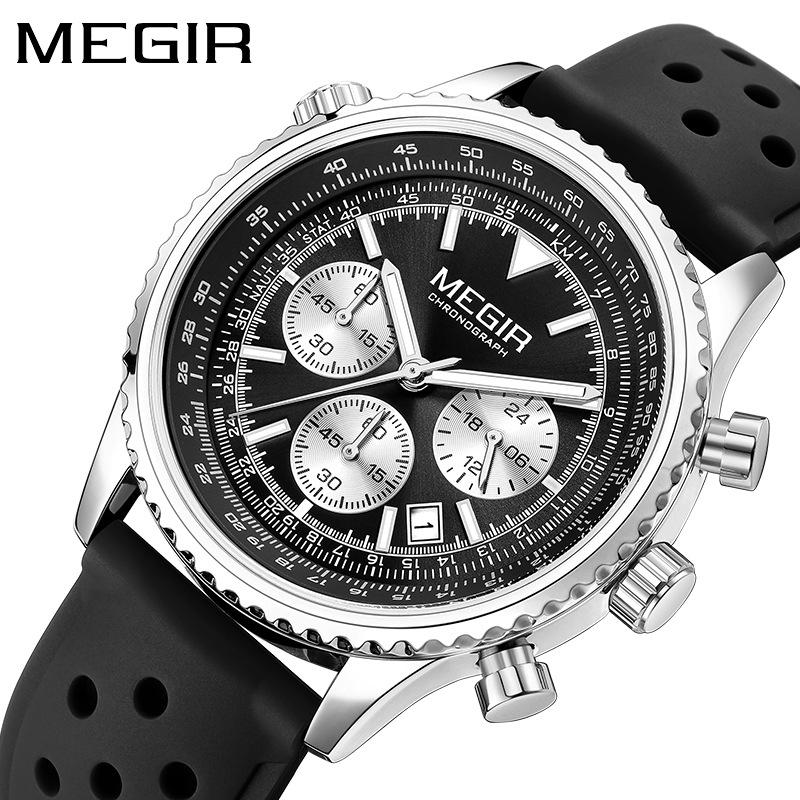 Luxury Fashion Watch for Men Business Siliconer with Luminous Calendar Chronograph Quartz Strap Wristswatch