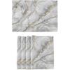 Placemats Set of 6, Abstract Texture White Marble Gold Veins Dining Table Mats Non Slip Vinyl Placemat Kitchen Heat Resistant Washable