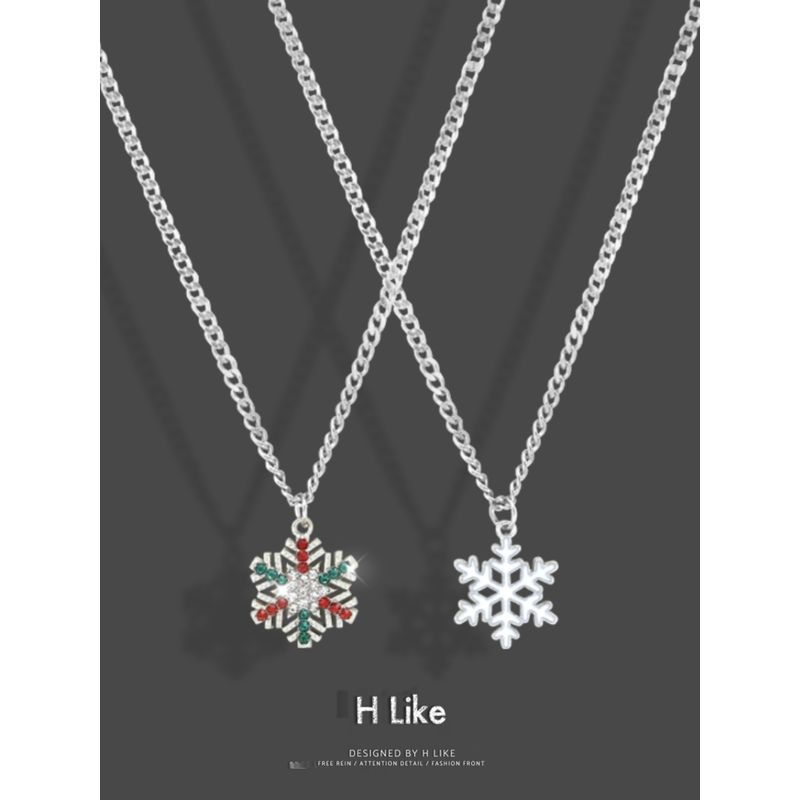Snowflake Japanese and Korea Style Necklace Titanium Steel Couple's Pendant Christmas