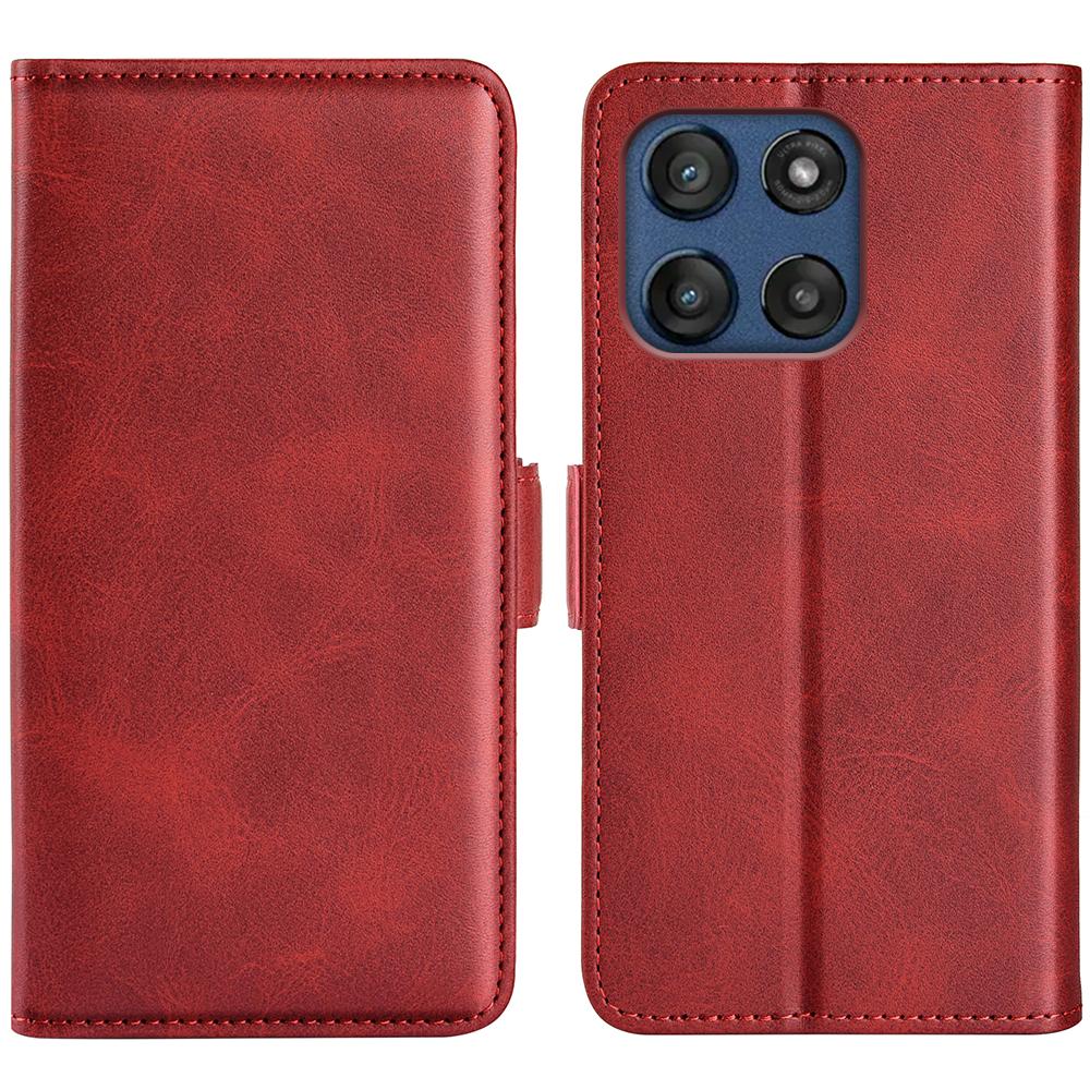 

For Motorola Edge 60 Fusion 5G Case Calf Texture Leather Wallet Phone Cover Red