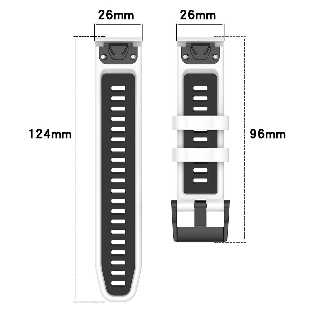 For Garmin Fenix 7X/7X Pro/6X QuickFit 26mm Silicone Watch Strap Dual Color Wrist Band