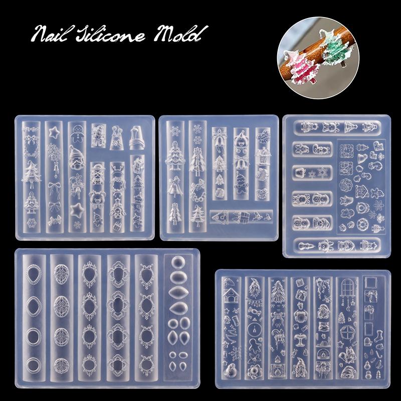Om de Zăpadă de Crăciun Brad de Crăciun Matriță 3D pentru Unghii Fulgi de Nea Oameni de Zăpadă Decorațiuni Unghii Design DIY Silicon Manichiură Matriță Nail Art