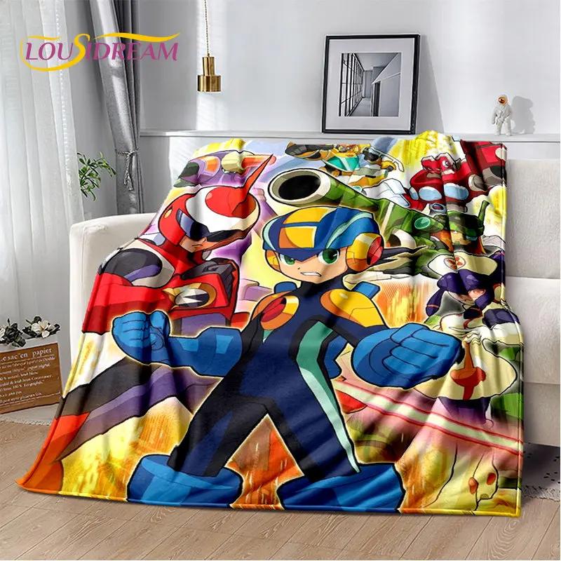 Rockman Megaman Game Cartoon Soft Plush Blanket,Flannel Blanket Throw Blanket for Living Room Bedroom Bed Sofa Picnic Cover Kids