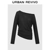 UR2025 Women's Sequin Pleated Asymmetrical Knit Sweater