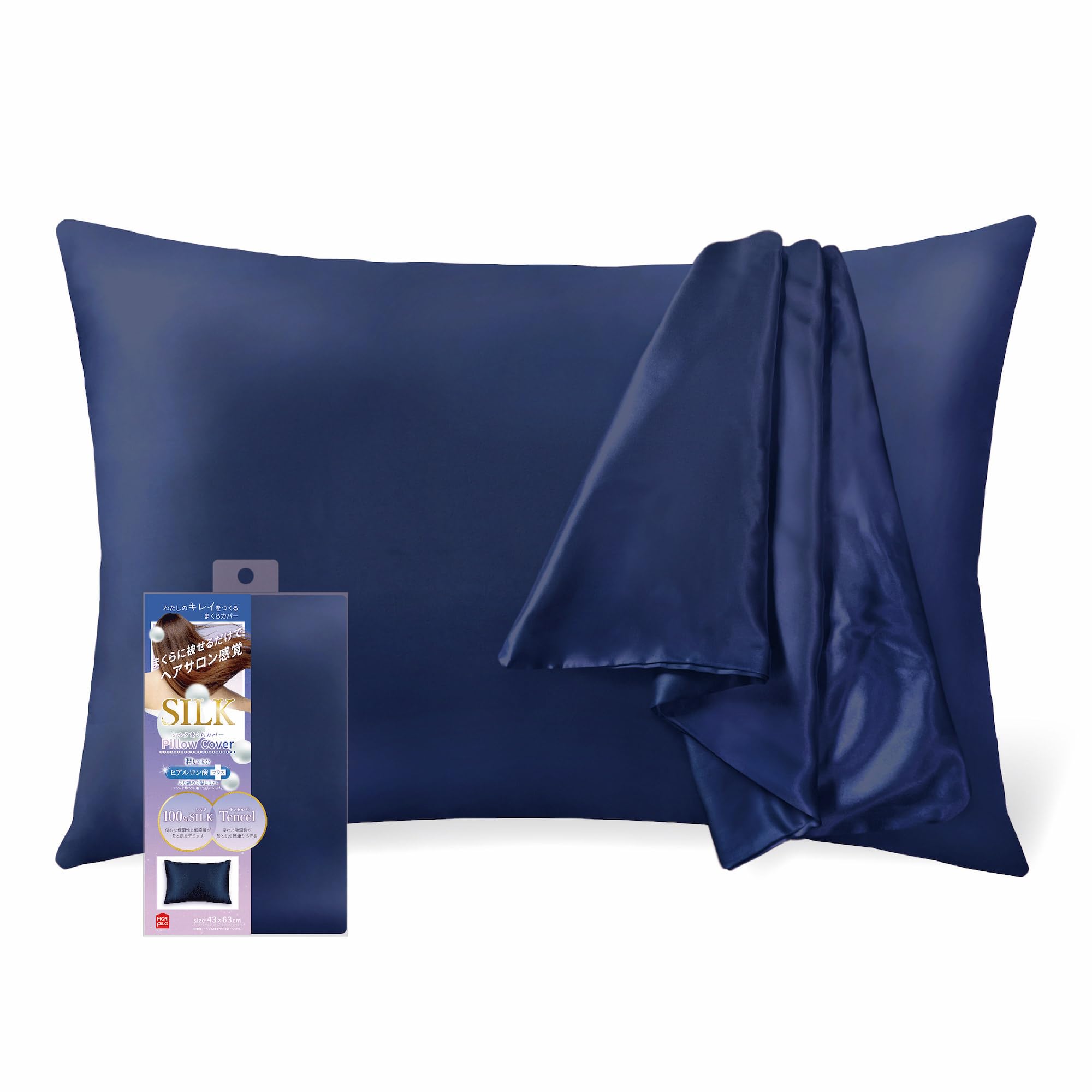 

MORIPiLO Silk Size 43 x 63 6A Silk with Tencel and Hyaluronic Moisturizing for Shiny Hair and Skin 43x63 cm 431203 Pillowcase, cm, Low-Friction Acid,