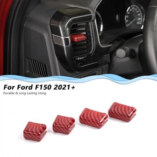 Center Console Air Conditioner Vent Cover Trim for Ford F150 2021-22 Red Carbon