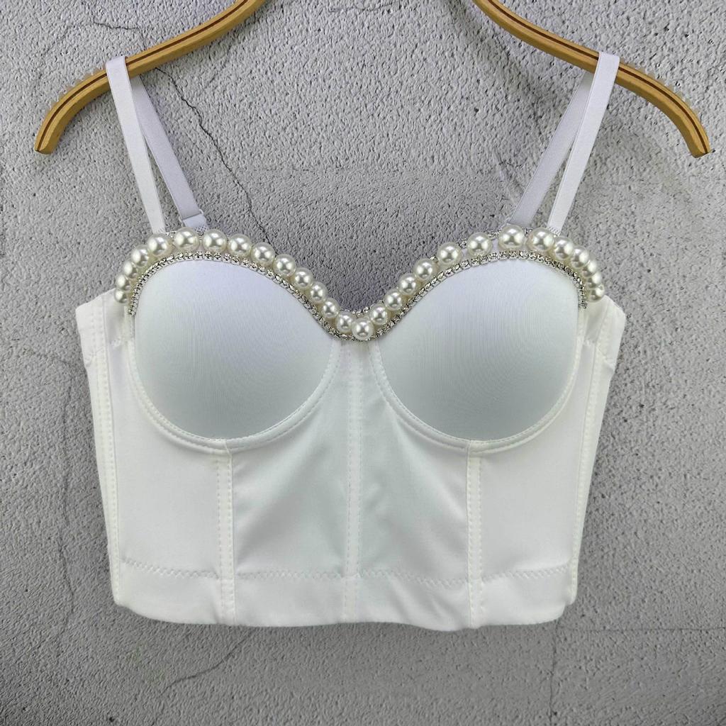 Summer Heavy-duty Beaded Chain Strapless Fishbone Strapless Tank Top Women's Outerwear Top Trendy Camis & Tank Tops