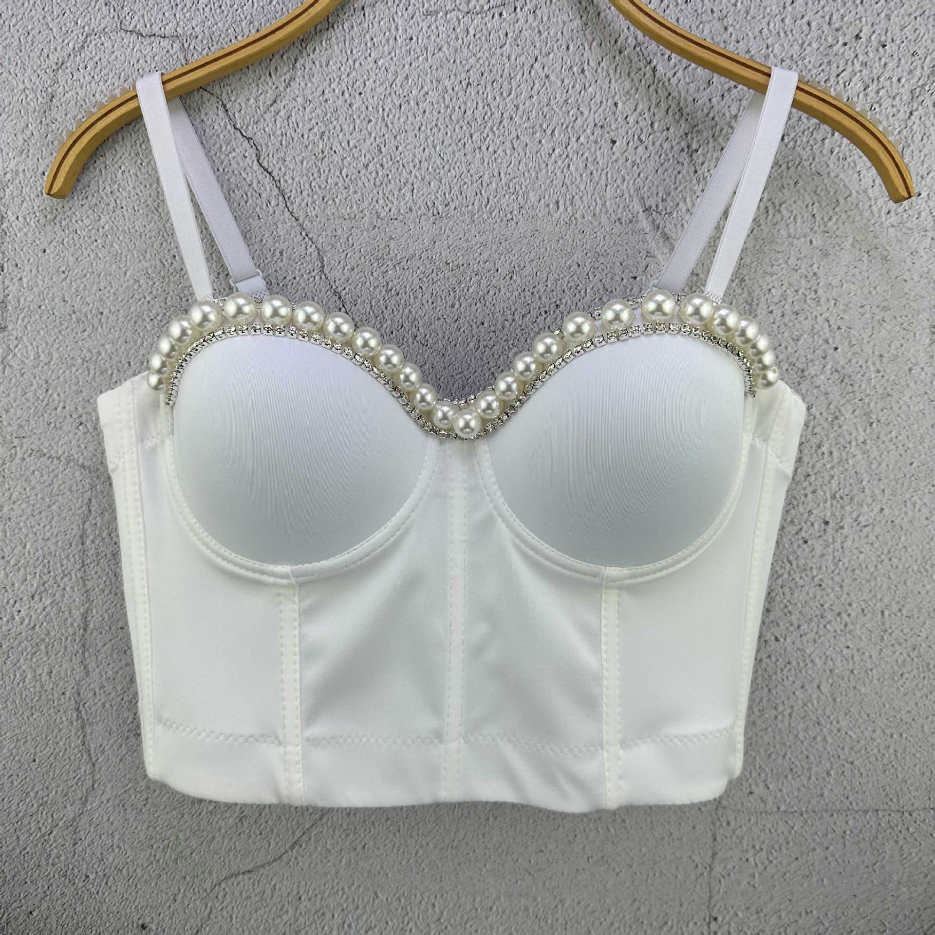 

Летний Сверхпрочный Топ-бандо на бисерной цепочке с косточками женская верхняя одежда модные майки и топы 40/90 белый