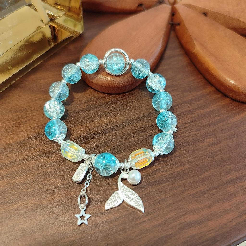 Colorful Pearl Crystal Fishtail Bracelet for Women - Mori Style, Versatile Sweet Design