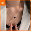 S925 Sterling Silver Necklace For Women Fashion Minimalist Pendant Necklaces Charm Simple Black Heart Necklace Birthday Gift