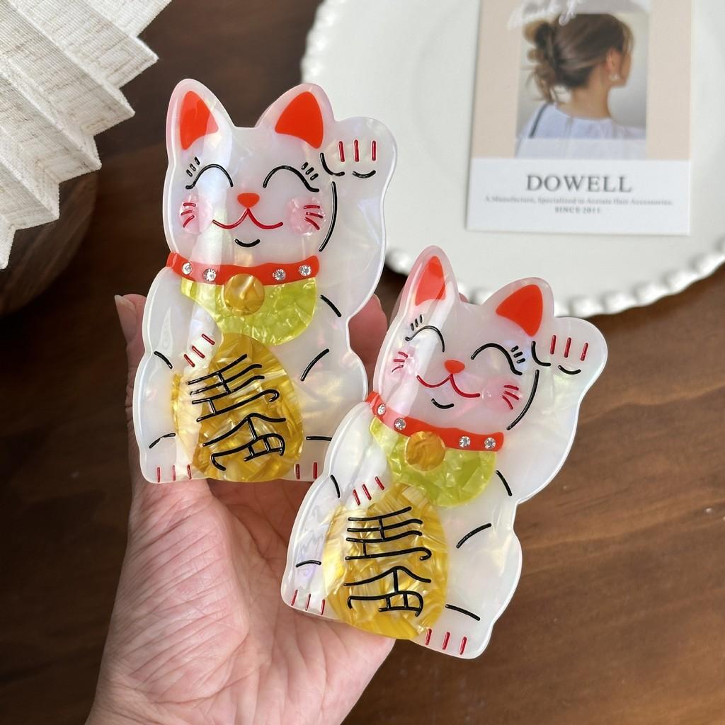 Stunning 10cm Lucky Cat Hair Claw Clip With Gorgeous Rhinestone Accents Ideal For Fashion-forward Women