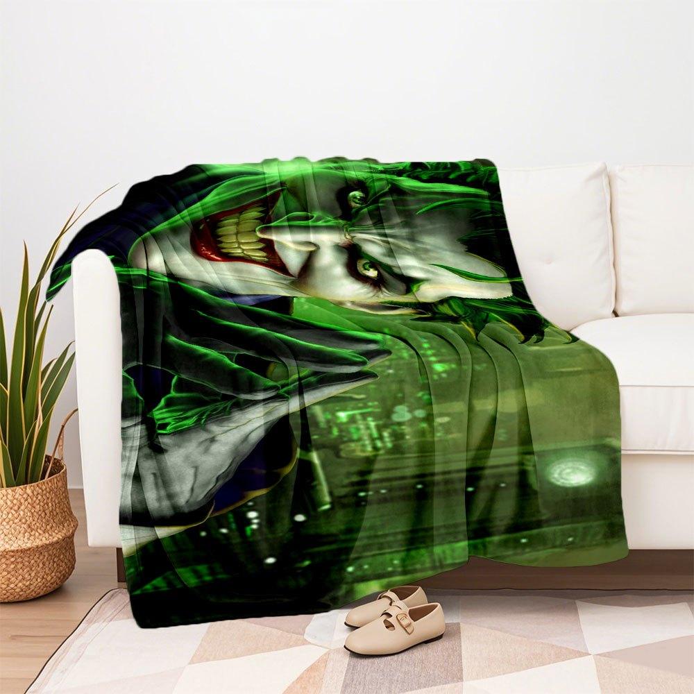 The Joker Art Print DC Comics Villain PosterBlanket Flannel Throw Blanket for Sofa, Bed, Travel, Camping, Office, Couch, Chair