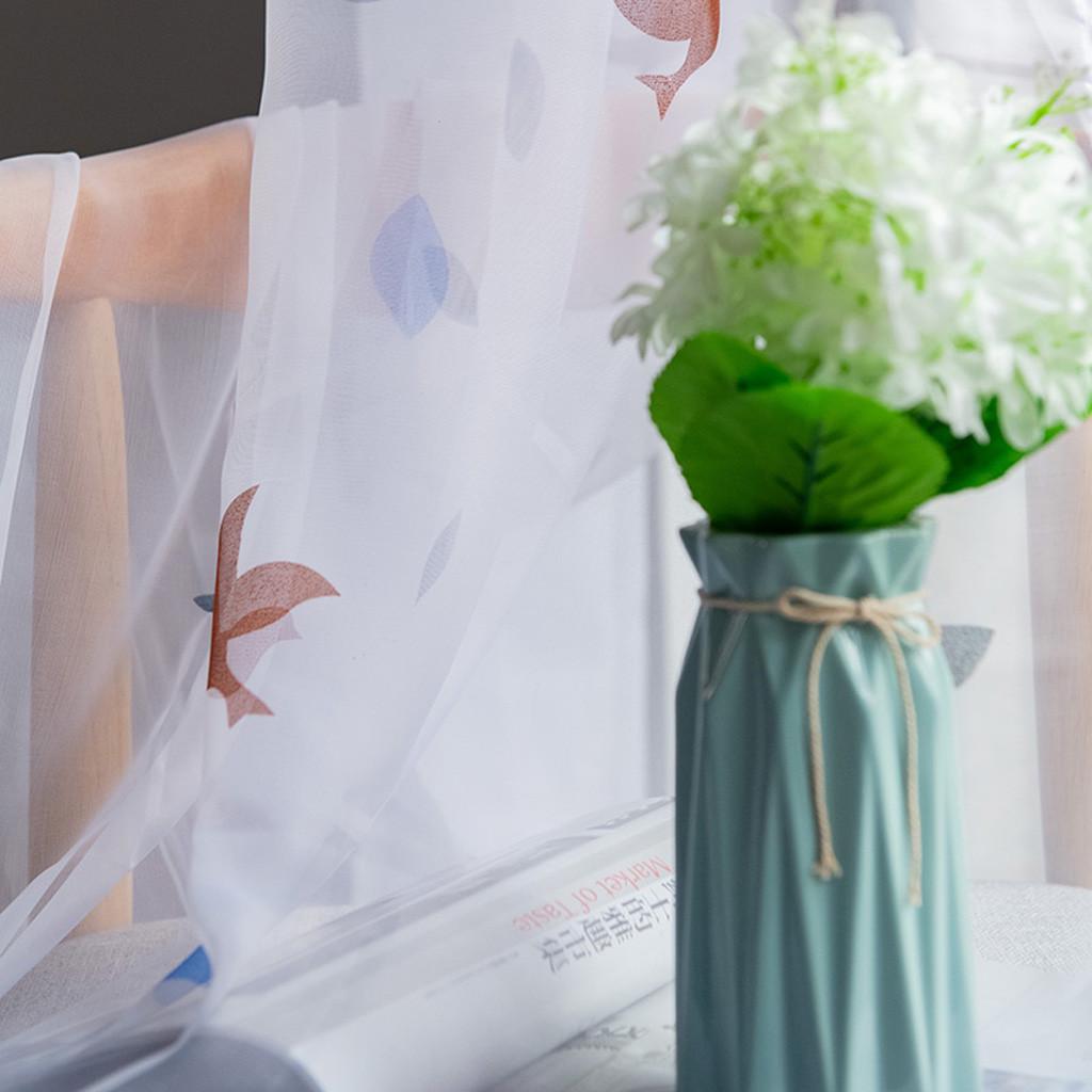 Leaves Sheer Curtain Tulle Window  Voile Drape Valance 1 Panel Fabric