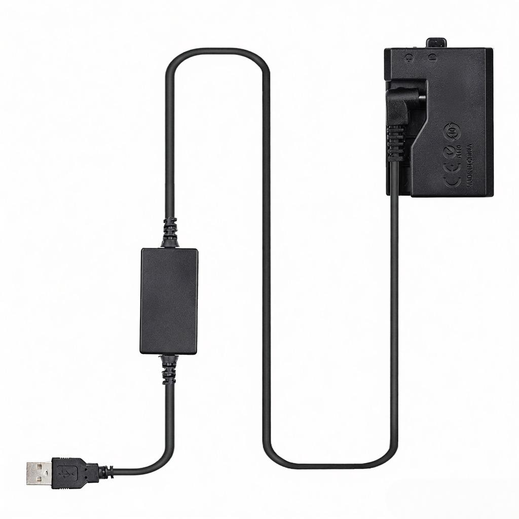 DR-E10 USB Power Kit DC Coupler Dummy Battery Replace of LP-E10 Battery with USB DC Converter Power Cable Single USB Input Compatible with Canon EOS