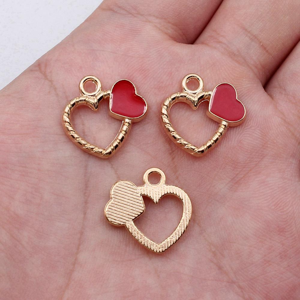 Charms Heart Enamel Pendants Wedding Jewelry Findings QC066