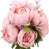 Faux Peony Bouquet 13 Heads Flowers Bud Vintage Artificial Peony 47cm Silk Flowers for Wedding Home Decoration,1pc