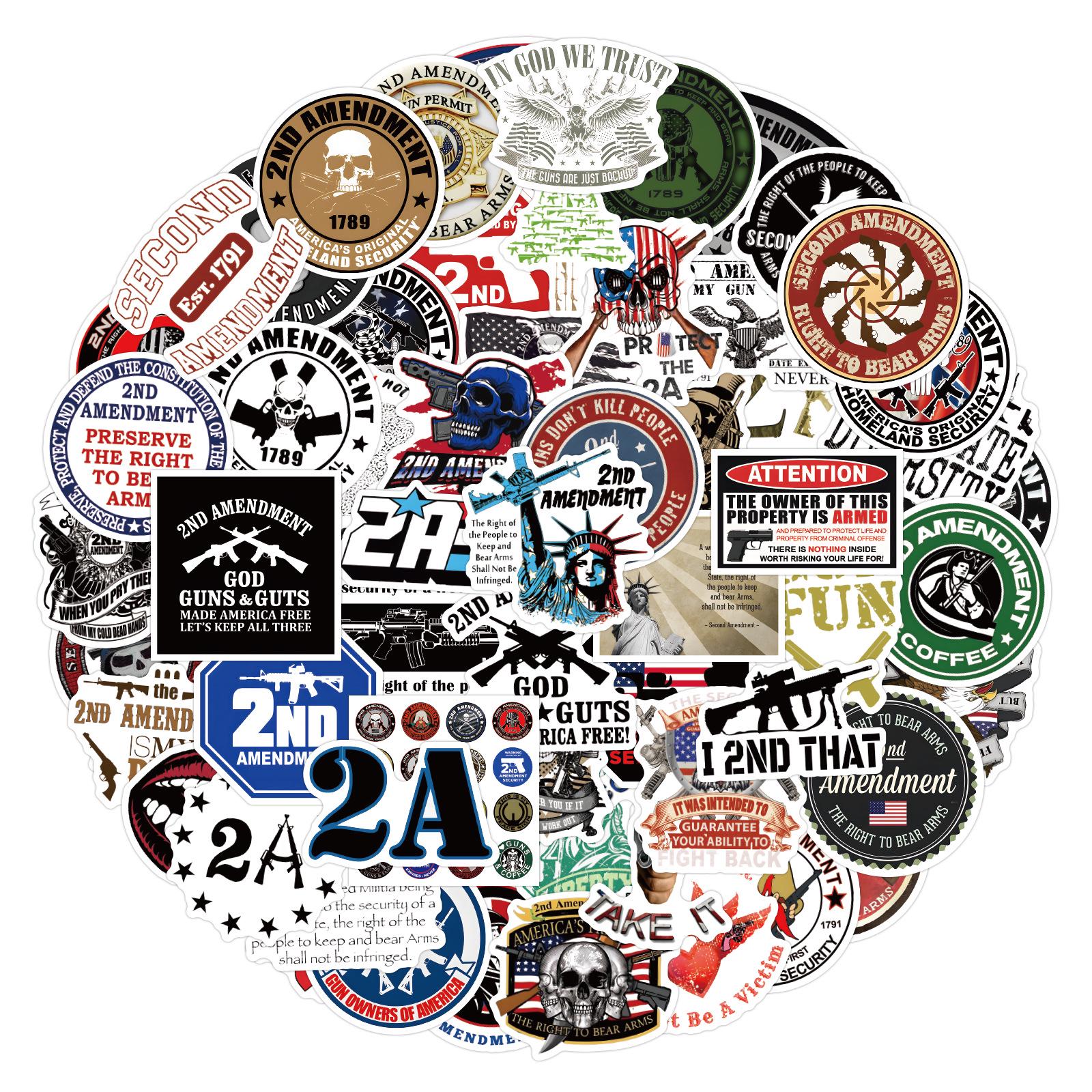 100-Pack 2nd Amendment Graffiti Stickers for Notebooks, Skateboards, Luggage