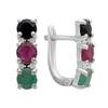 Silver Earrings with Natural Sapphire 4.05ct, Emerald, Ruby (2182368)