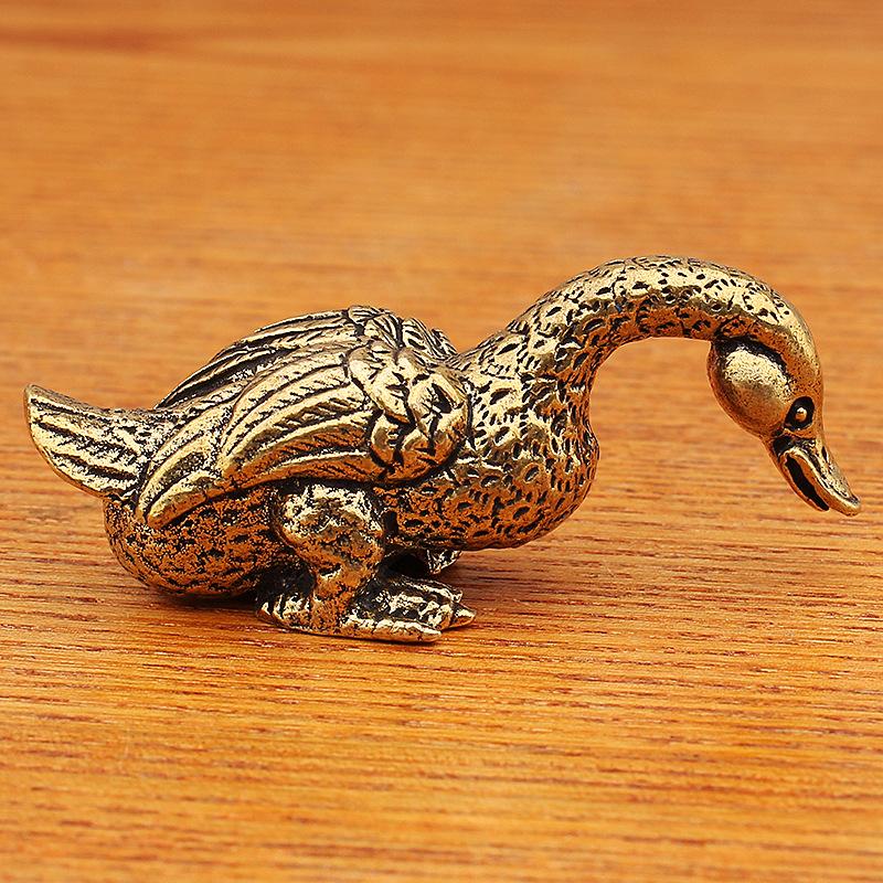 Brass Retro Delicate Duck Figurines Unique Solid Copper Animal Crafts Household Decorations for Wedding Party Anniversary Day