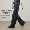 Women's Loose Fit Acetate Wool Straight-Leg Casual Pants