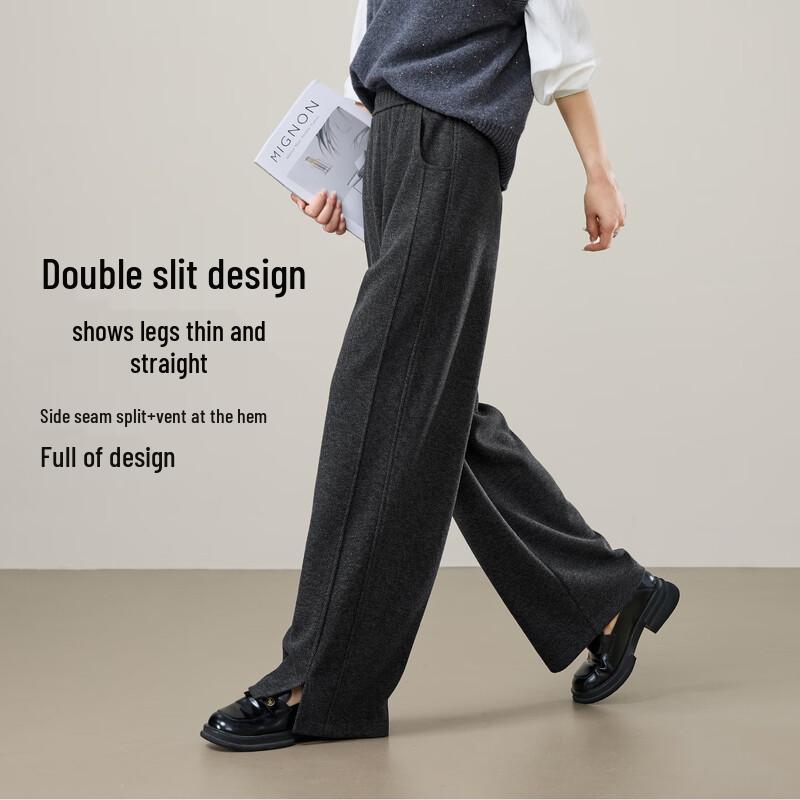 Women's Loose Fit Acetate Wool Straight-Leg Casual Pants