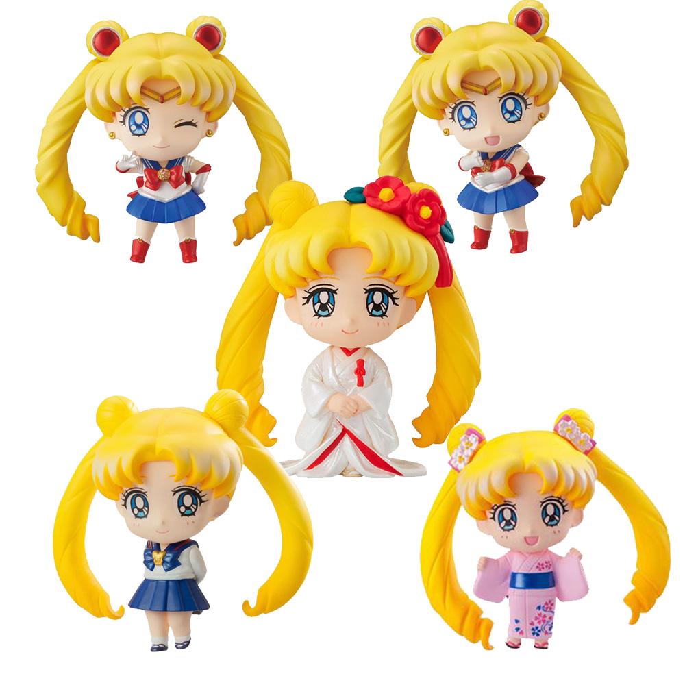 5PCS Anime Sailor Moon S Figure Cartoon Figuarts Mini Kaiou Michiru Tomoe aru Meiou Setsuna Toys For Girls Model Gift Dolls