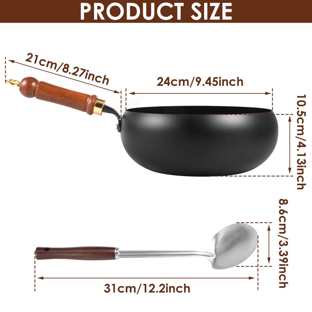Frying Pan Non-stick Pot with Lid and Spatula Wok Pan Multi-functional Iron Pot Cookware Set for Cooking Kitchens Accessories