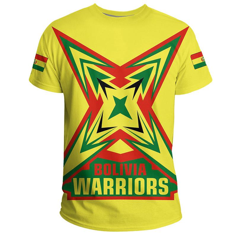 Bolivia Flag 3D Printing Sports T-shirt Bolivian Summer Outdoor Outdoor Casual Bolivia National Emblem Graphic Tee Shirts 2024
