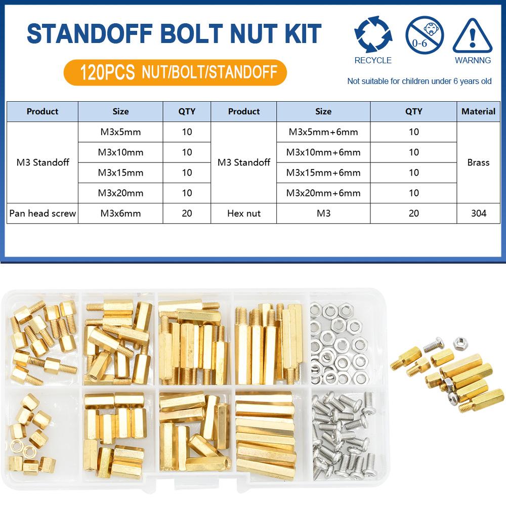 

Hex Brass Standoff M2 M2.5 M3 M4 PCB Motherboard Spacer Screws Nuts Thread Pillar Mount Male Female Spacer Bolts Assortment Kit