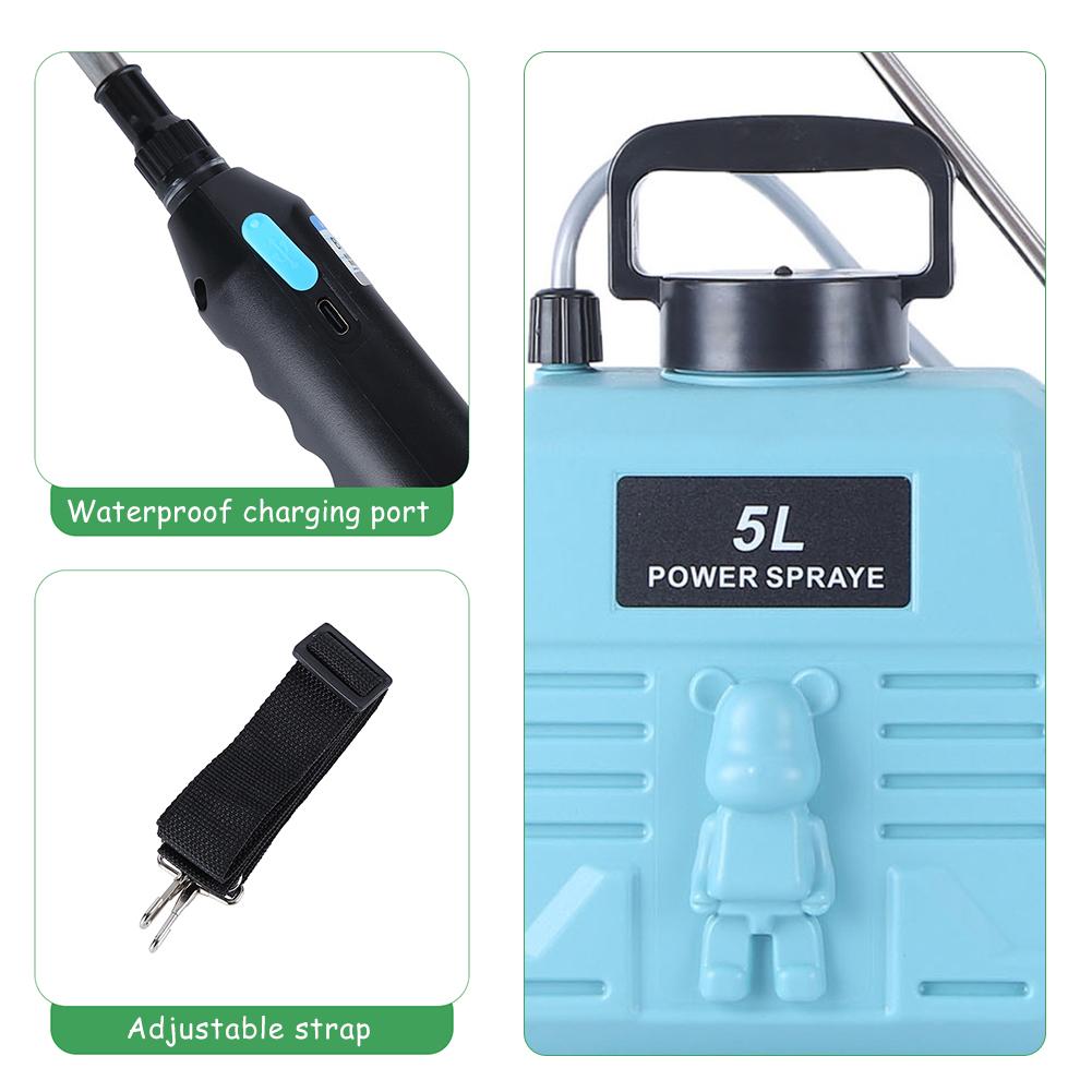 5L Elektrischer Gartensprüher mit Teleskopstange Elektrischer Pflanzen Sprüher Wiederaufladbarer Handheld Pflanzen Sprenger Garten Bewässerungswerkzeug