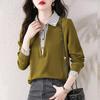Fashion Fake Two-piece Long-sleeved Shirt Women's Spring and Autumn Western Style Plus Size Blouse T-shirt Outer Wear Bottoming Shirt