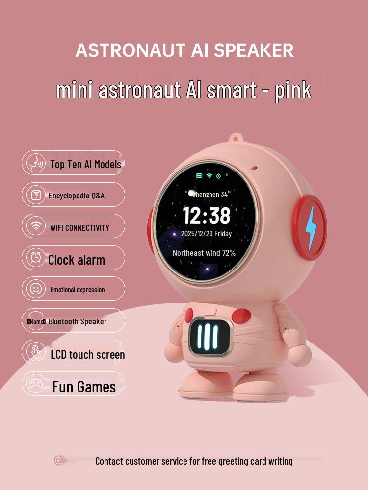 Мини-робот-астронавт с ИИ-голосом - Обучающая машина для детей для раннего развития розовый