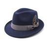 Herren Dicker Woll-Fedora-Hut mit Federbesatz Europäischer Stil